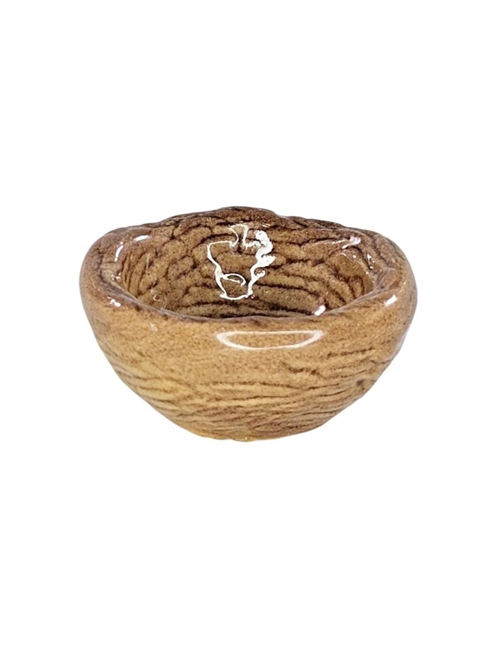 Hagen Renaker Bird Nest Empty Miniature Figurine Brown Glossy Ceramic Vintage